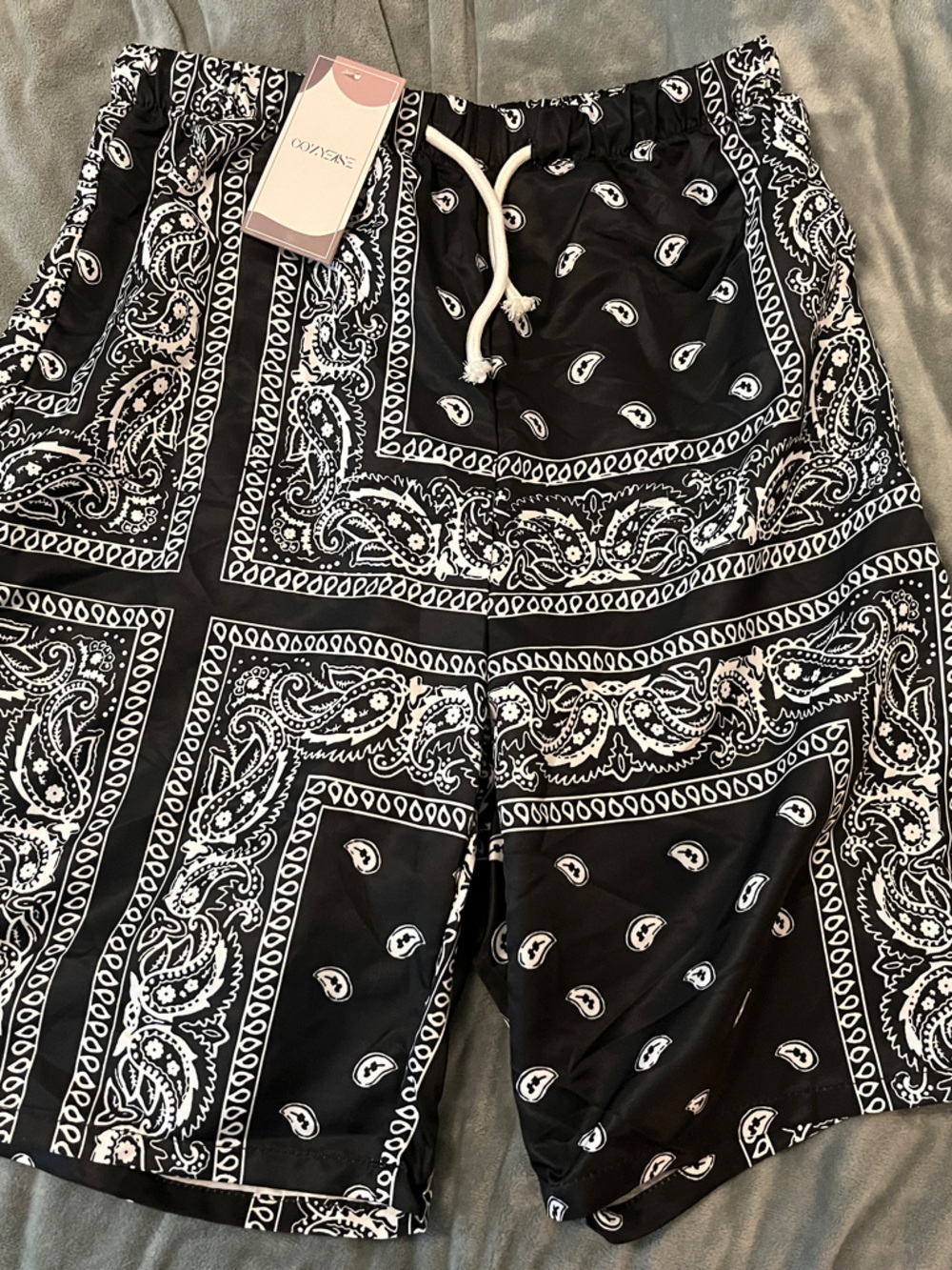 Cozyease Youth Black Bandana Print Swim Bermudas - Sz 15Y new